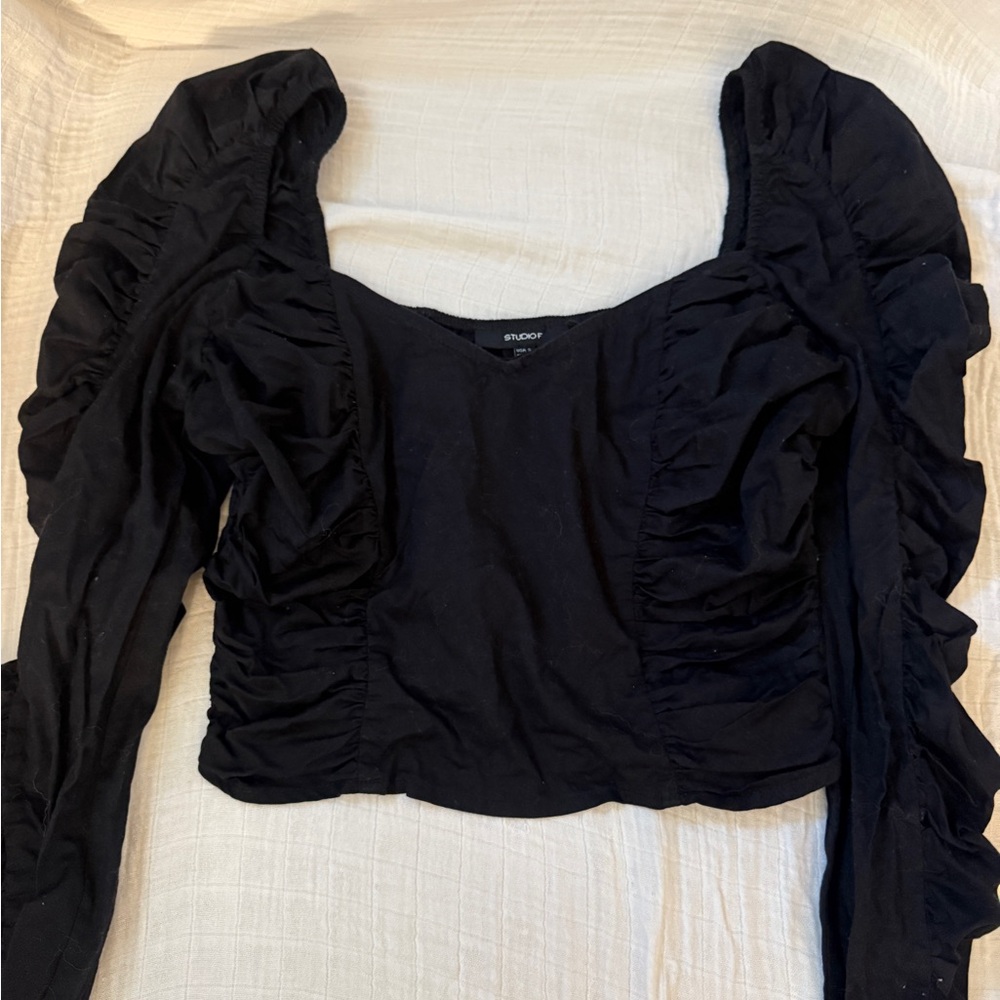 Studio Black Ruched Blouse